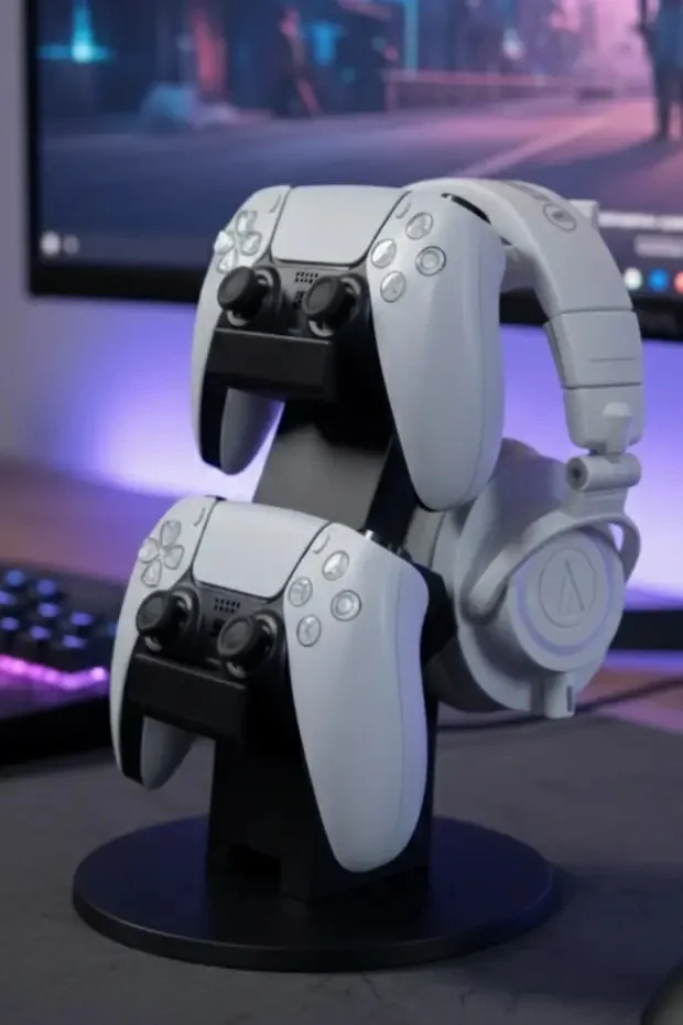 Ps5 Dualsense Çift Kol ve Kulaklık Standı Tutucu 2'li Oyun Konsolu Aksesuarı